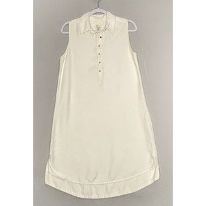 AJ Andrea Jovine Shirt Dress 10 Cream Linen Blend